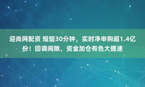 迎尚网配资 短短30分钟，实时净申购超1.4亿份！回调间隙，资金加仓有色大提速