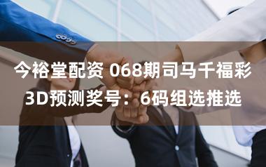 今裕堂配资 068期司马千福彩3D预测奖号：6码组选推选